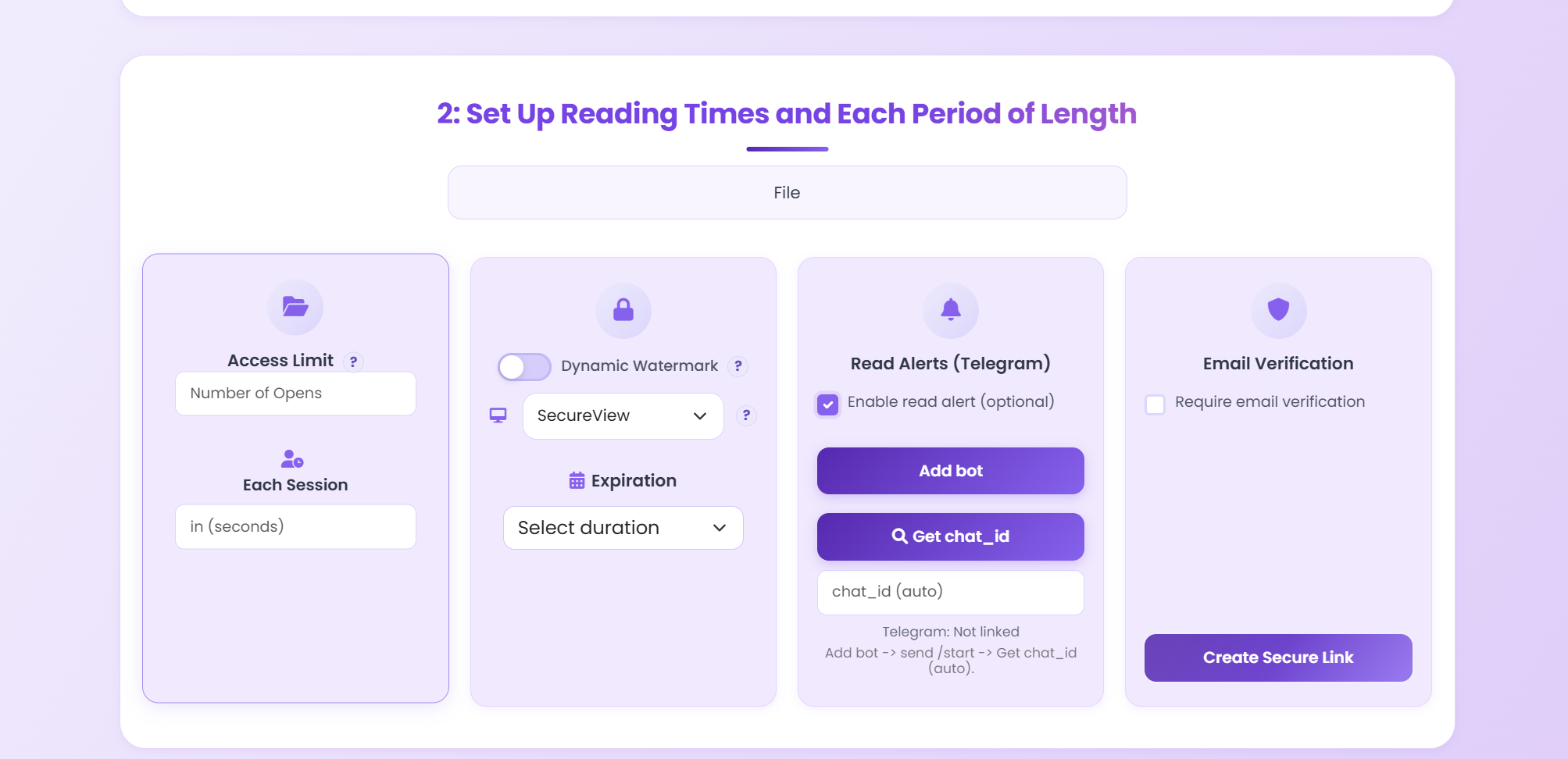 Set expiration and view limits