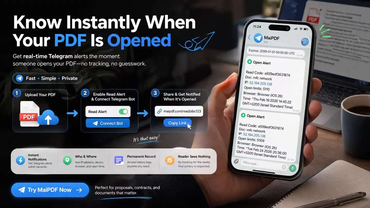 Read Alerts via Telegram — get notified when a PDF is opened